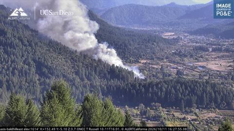 Smoke from the Marshall Fire near Hoopa