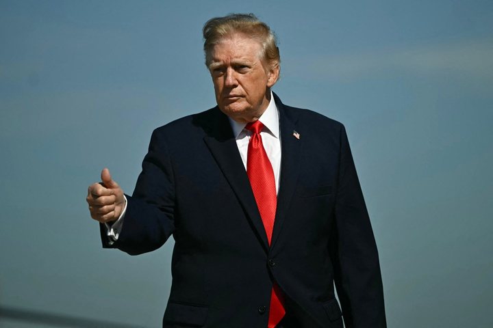 Trump boards Air Force One at Joint Base Andrews, Maryland
