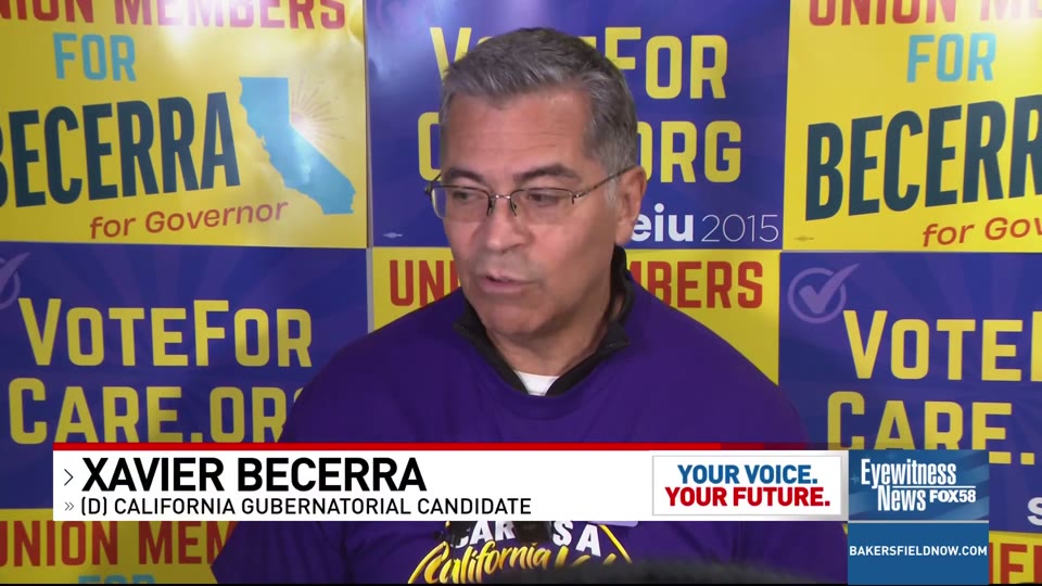 Xavier Becerra at a Bakersfield rally